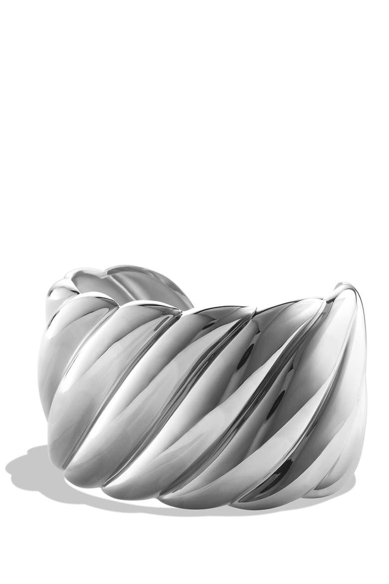 'Sculpted Cable' Wide Cuff, Main, color, SILVER