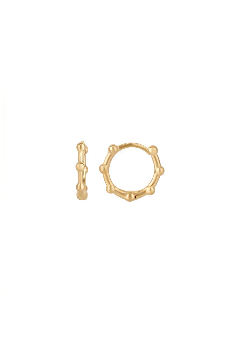 Seven Bead Sterling Silver Hoop Earrings, Main, color, Gold
