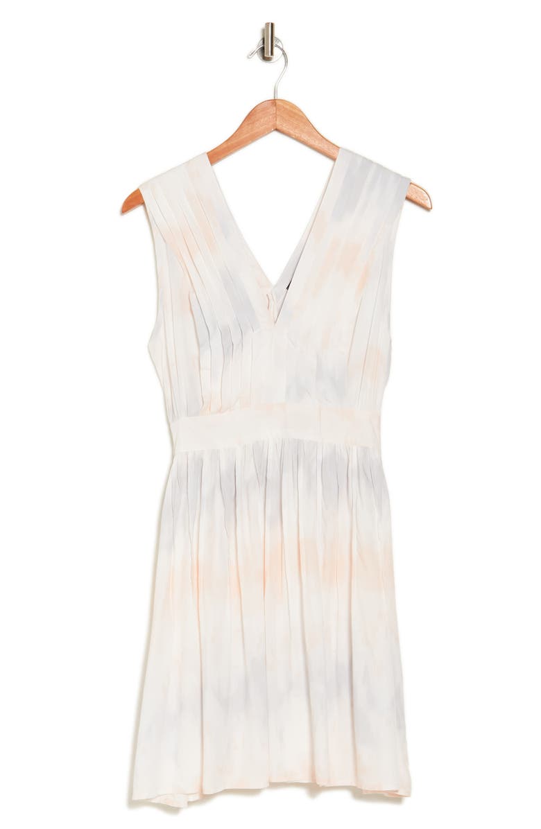 DKNY V-Neck Pleated Dress, Alternate, color, Pink Watercolor