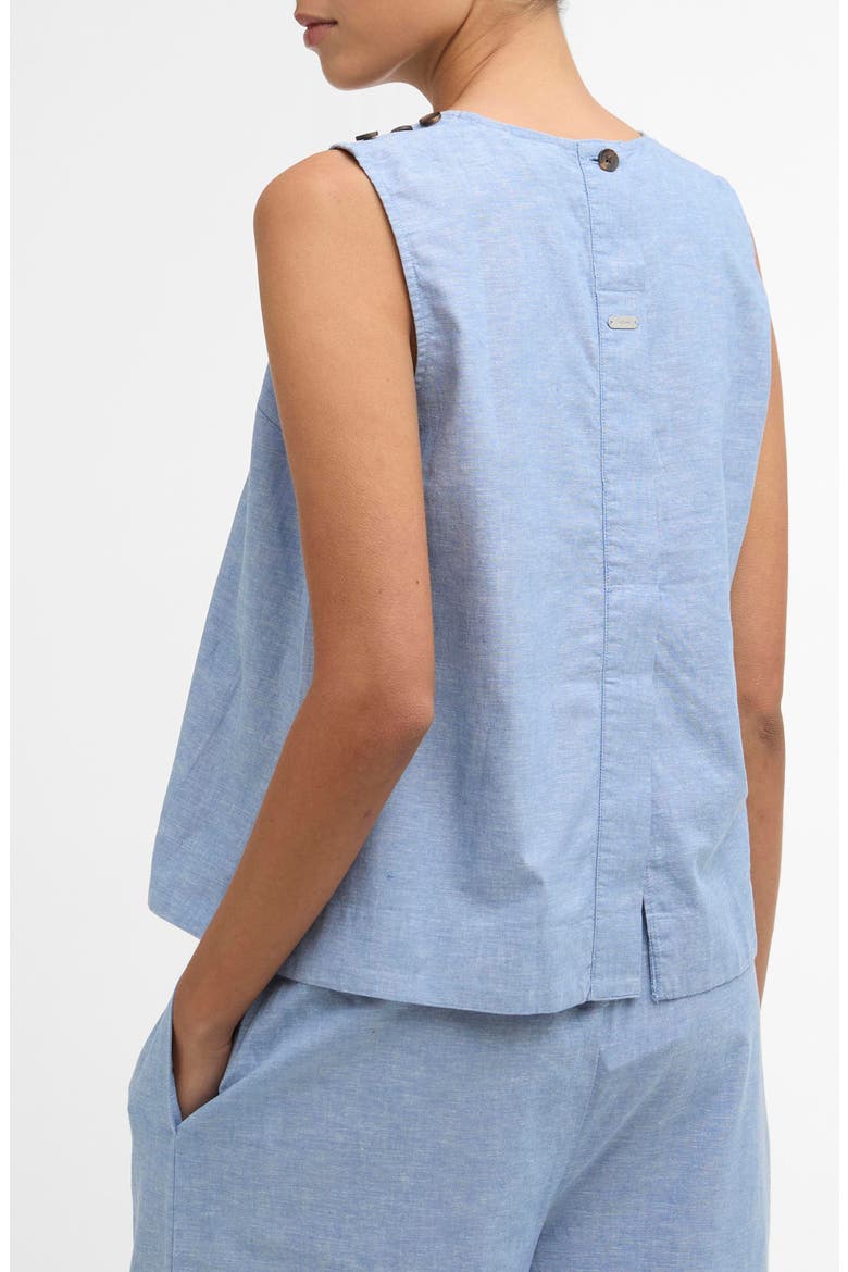 Josie Button Shoulder Linen & Cotton Top, Alternate, color, LIGHT CHAMBRAY