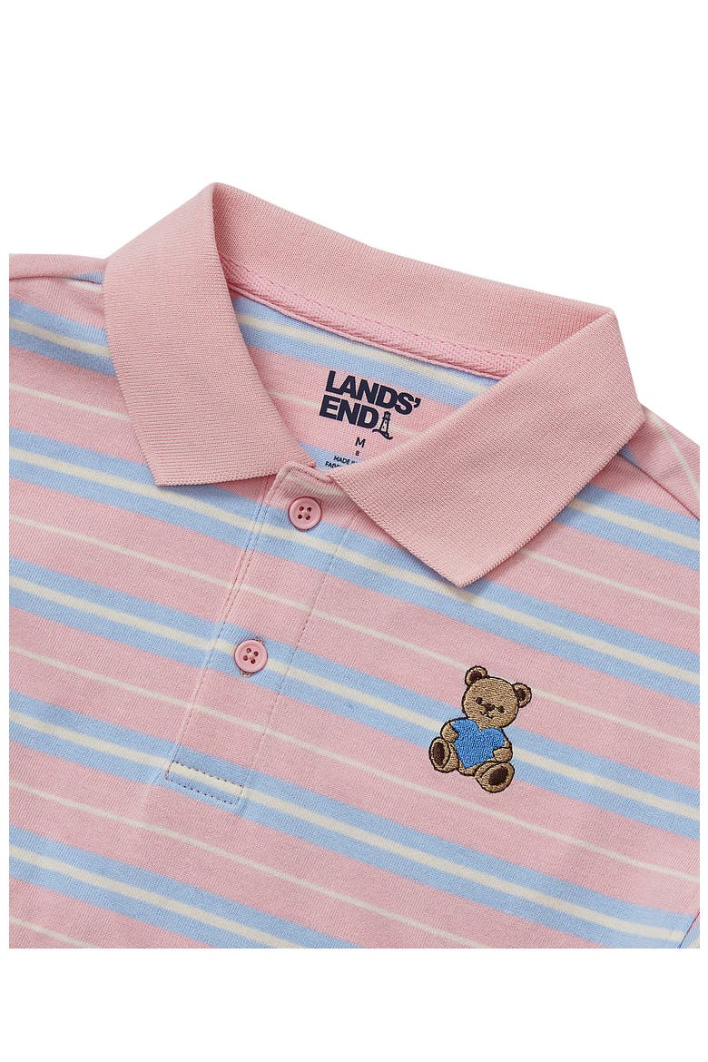 Girls Long Sleeve Collared Polo Shirt, Alternate, color, Bear/Orchid Pink Stripe