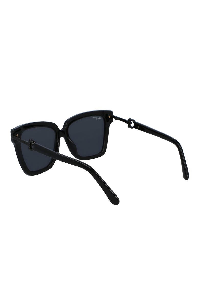 57mm Square Sunglasses, Alternate, color, BLACK