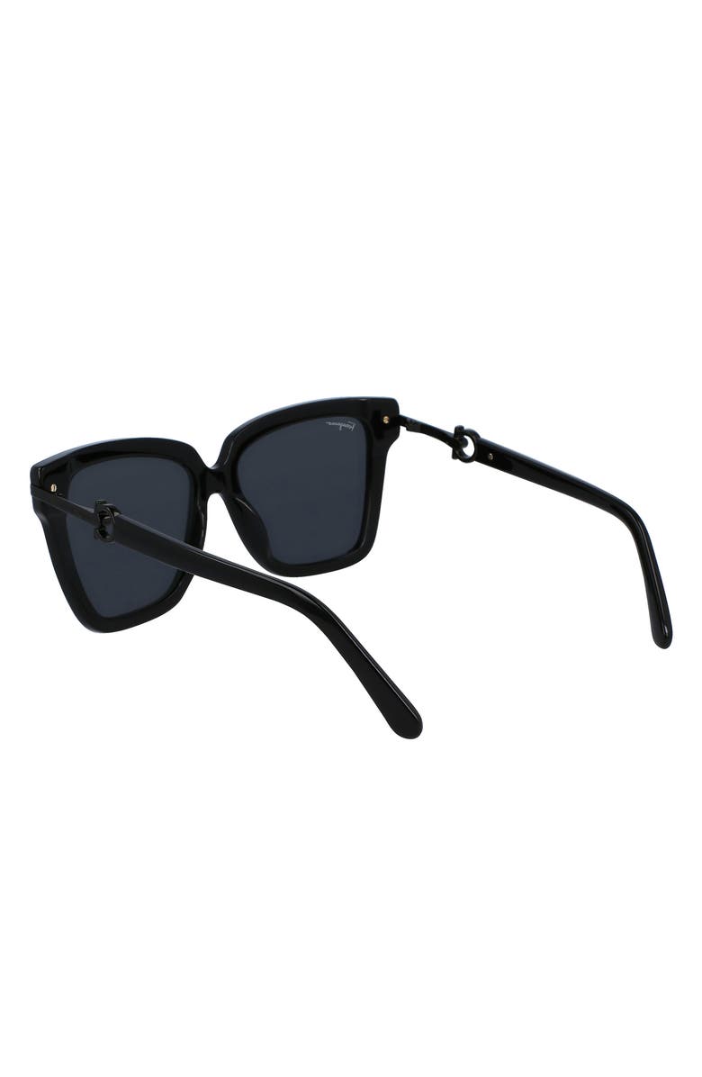 FERRAGAMO 57mm Square Sunglasses, Alternate, color, Black