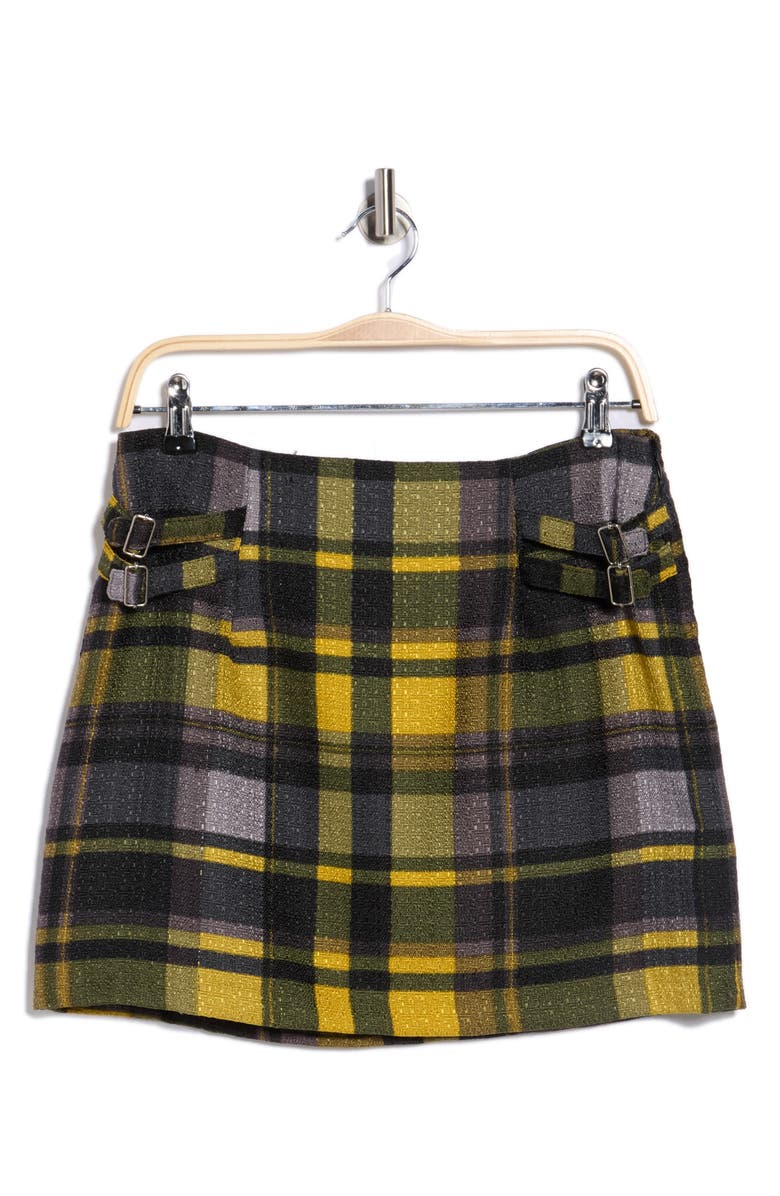 matty m. Buckle Plaid A-Line Miniskirt, Alternate, color, Citron