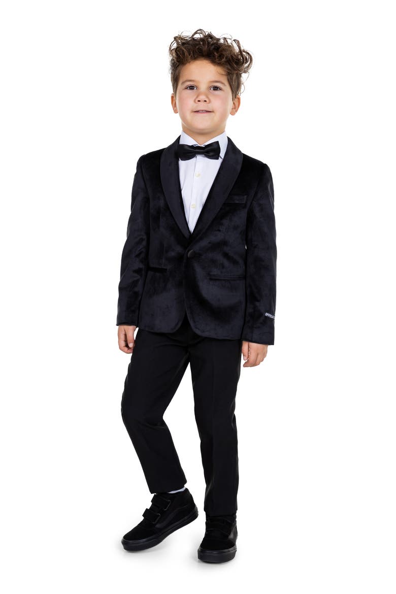 Kids' Black Velvet Dinner Jacket, Alternate, color, BLACK