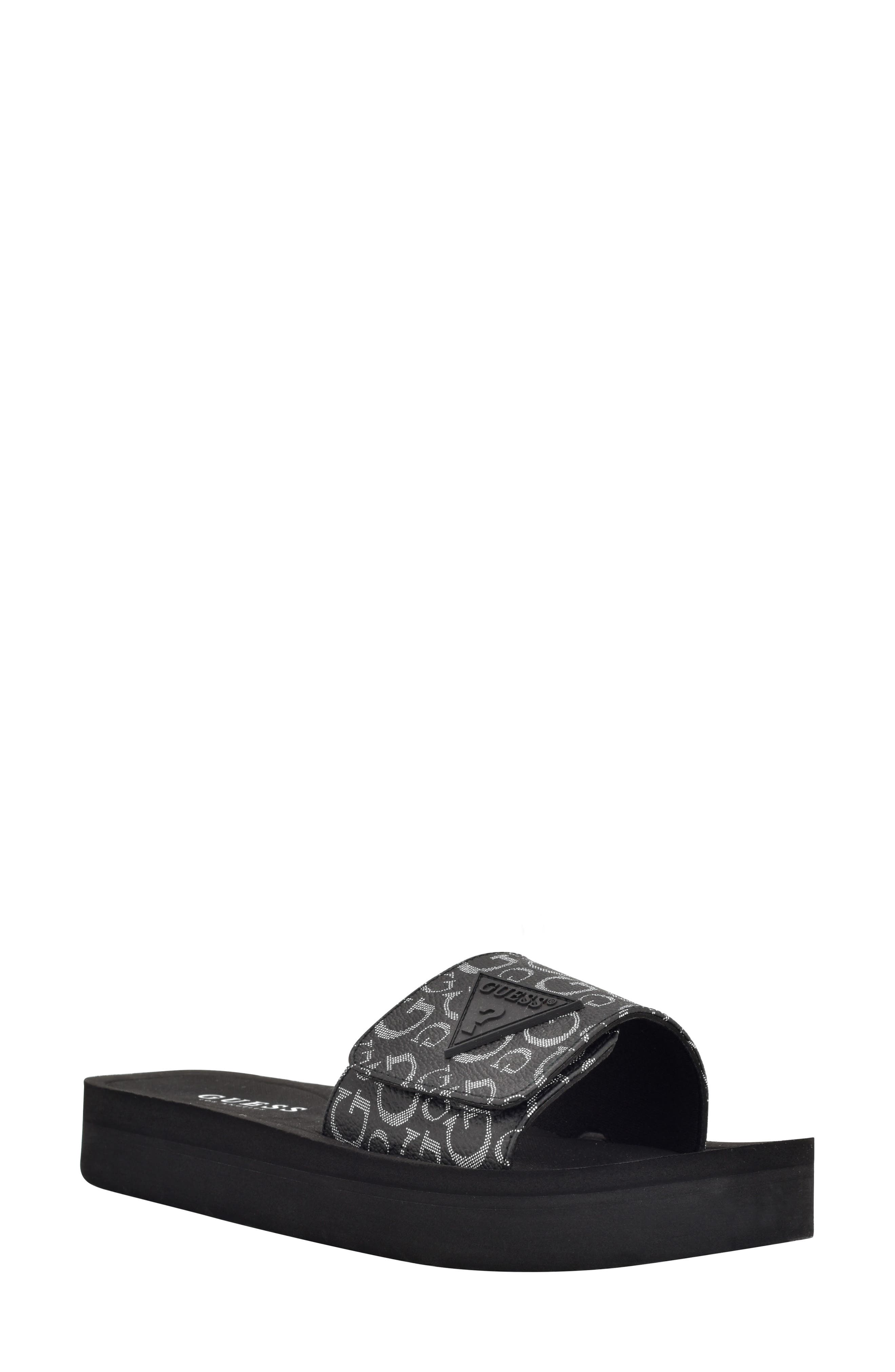 Parties Slide Sandal, Main, color, BLACK/ WHITE