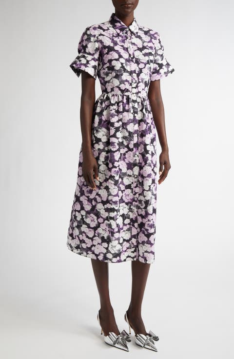 Floral Matelassé Shirtdress