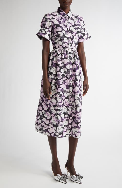 Shop Erdem Floral Matelassé Shirtdress In Havelock Blossom Lilac