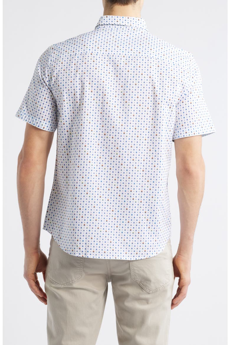 Ditsy Floral Print Short Sleeve Button-Up Shirt, Alternate, color, WHITE MULTI