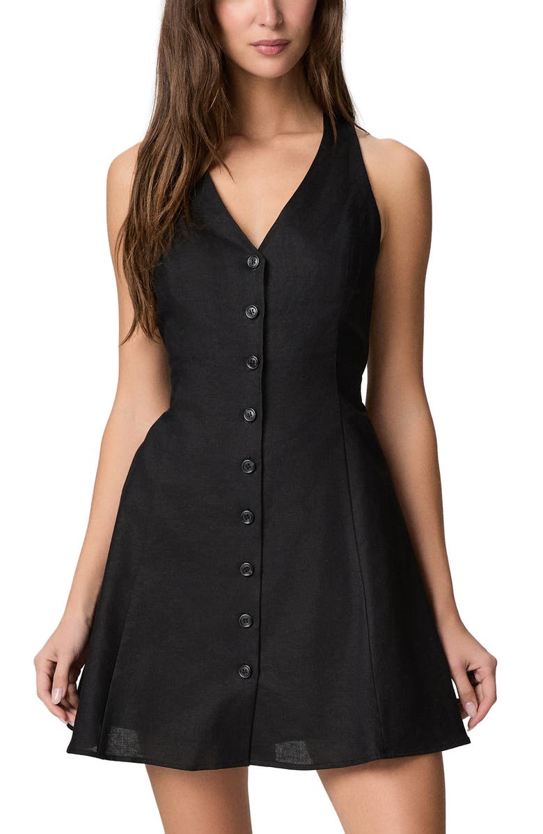 PAIGE Raye Linen & Cotton Button-Up Fit & Flare Minidress, Alternate, color, 