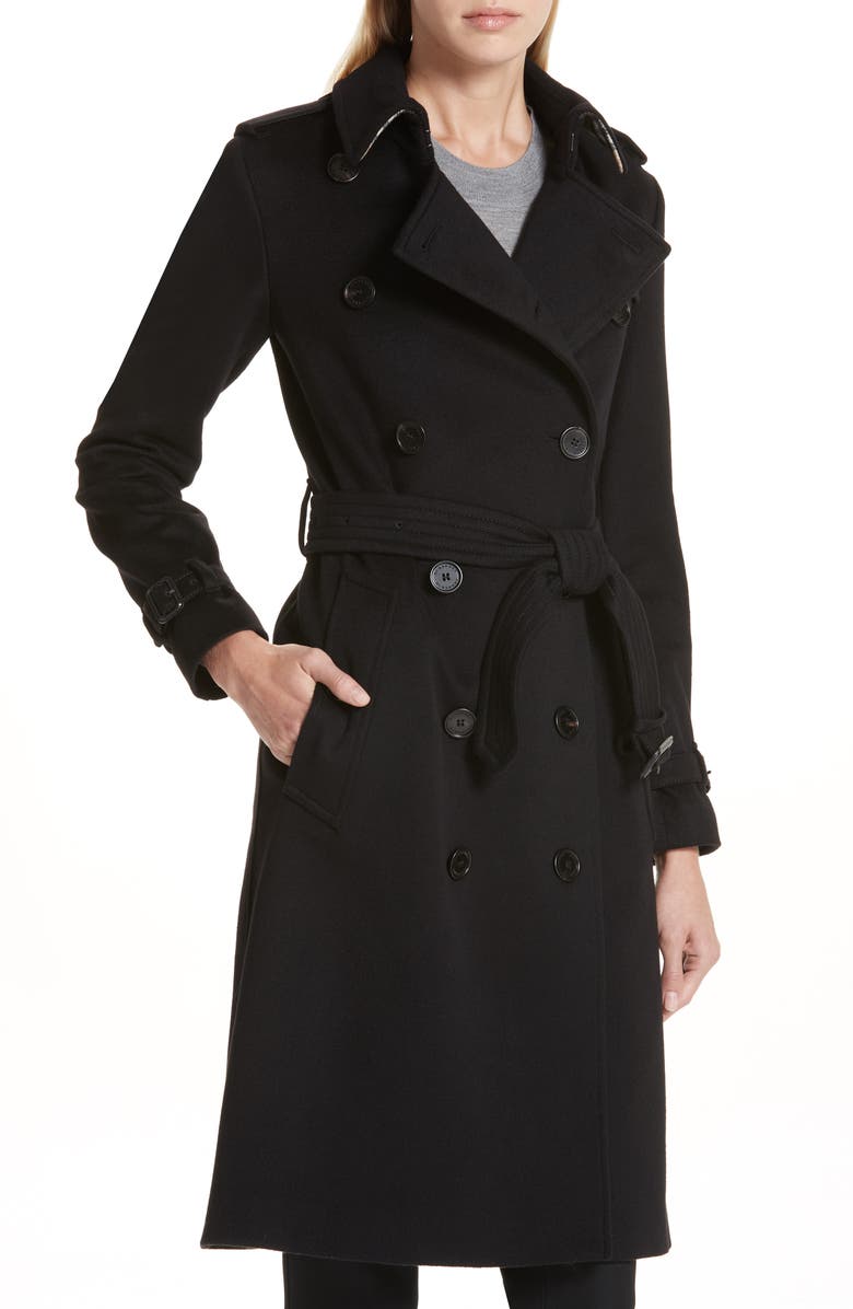Burberry Kensington Cashmere Trench Coat, Alternate, color,