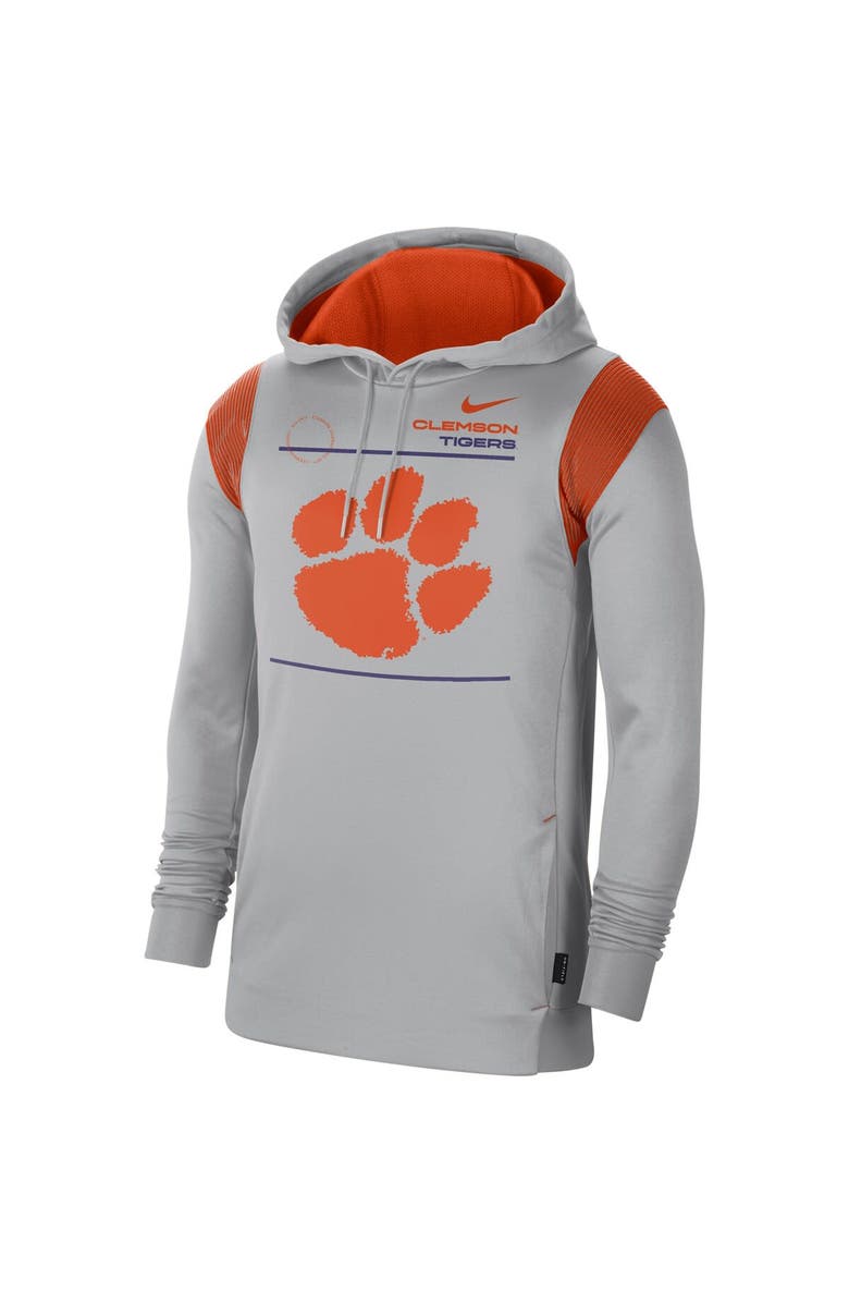 Nike Men's Nike Gray Clemson Tigers 2021 Team Sideline Performance Pullover Hoodie, Alternate, color, 