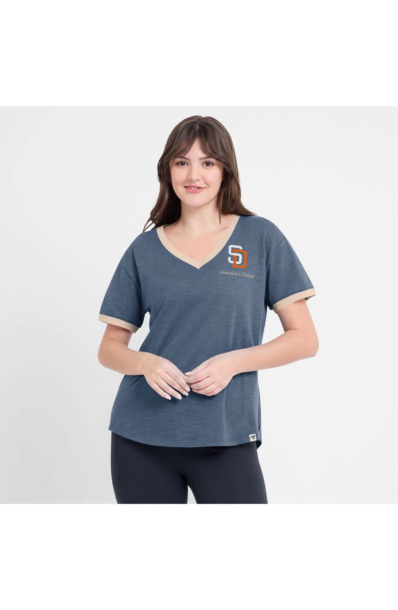FANATICS Women's Fanatics Navy San Diego Padres Binge Worthy Stadium Slub V-Neck T-Shirt, Alternate, color, Navy