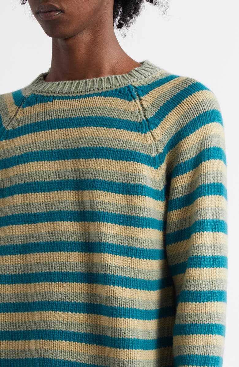 Bode Mossy Glen Wool Crewneck Sweater, Alternate, color, Green Multi