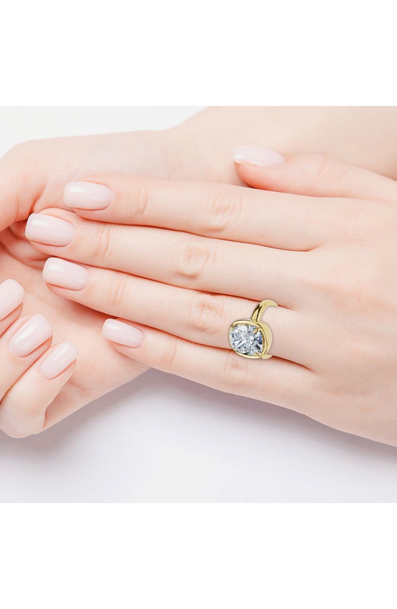 Bliss Diamond Certified 4Ct Cushion Diamond Bezel Prong Solitaire Engagement Ring Lab Grown, Alternate, color, 14K Yellow Gold