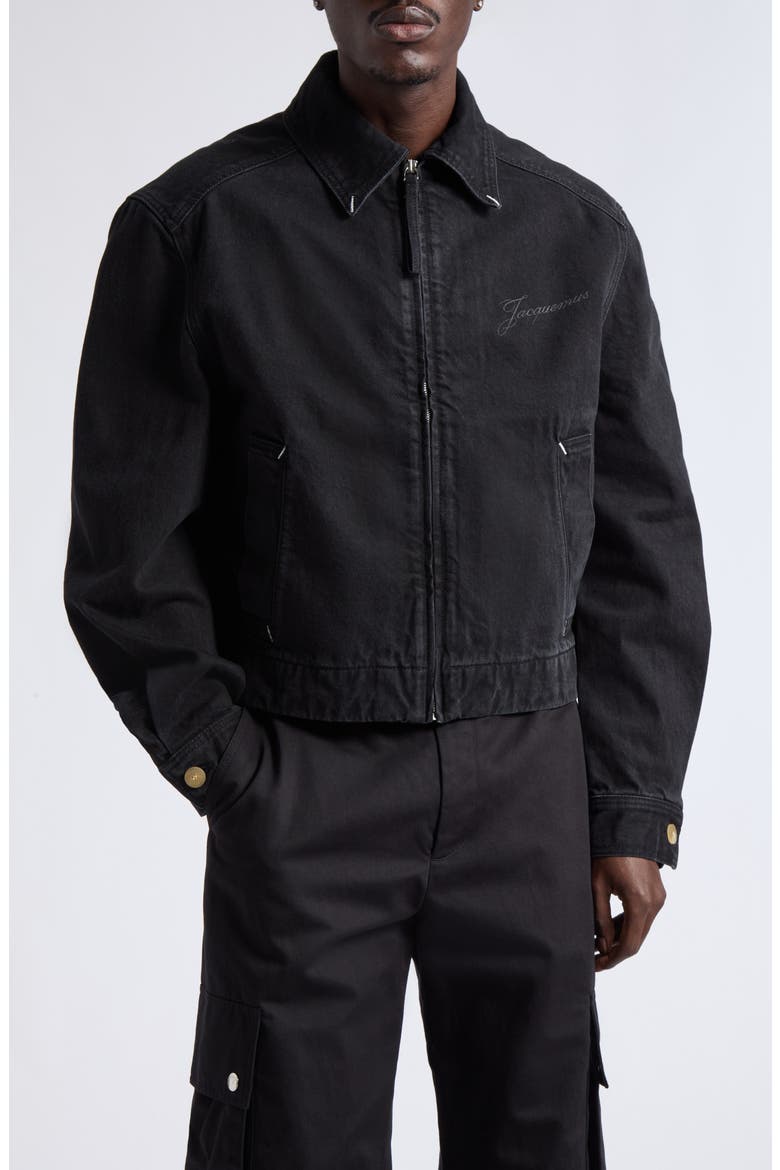 La Veste De-Nimes Canevas Jacket, Main, color, BLACK