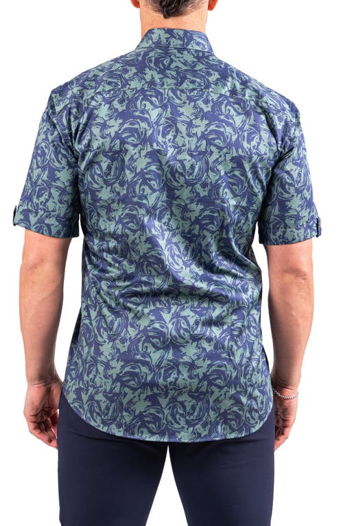 Maceoo Galileo Resistance0302 Green Short Sleeve Cotton Button-up Shirt