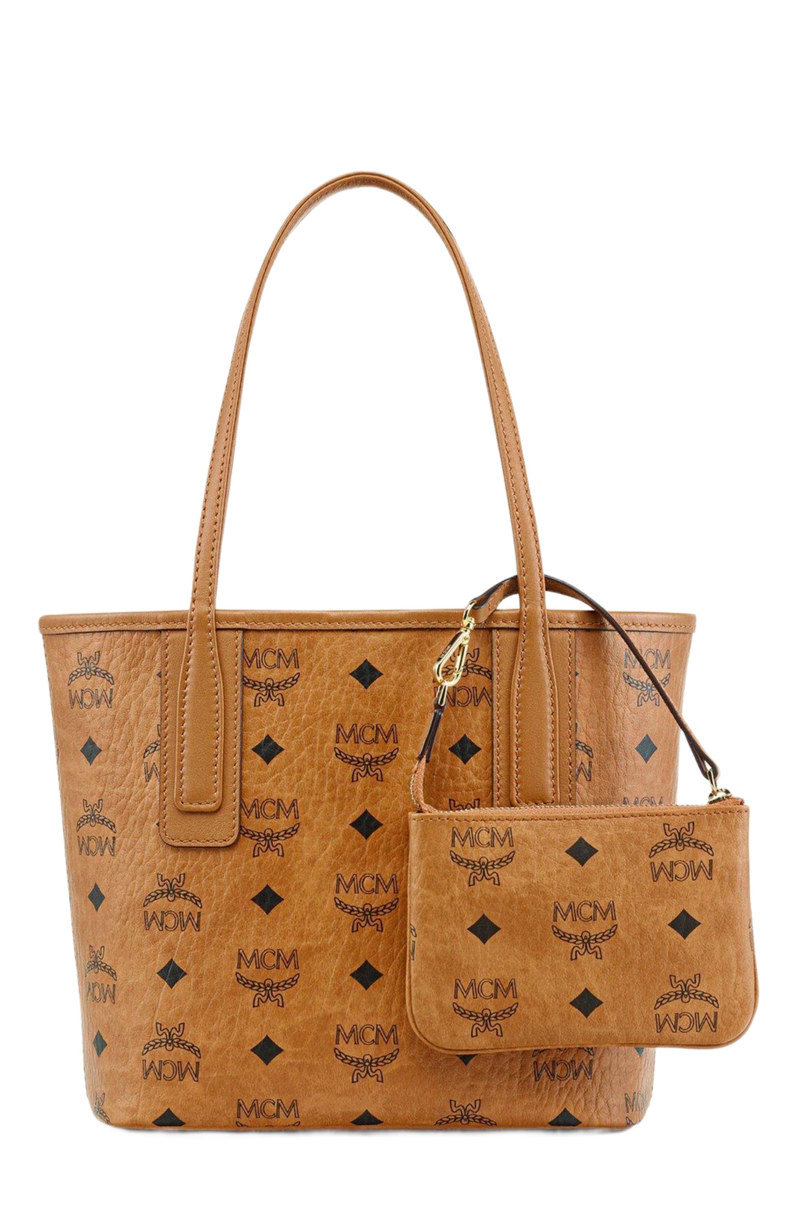 Mini Reversible Liz Shopper in Visetos, Alternate, color, Cognac