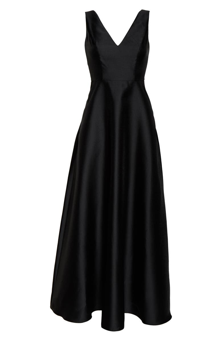 Alfred Sung V-Neck Satin Twill A-Line Gown, Alternate, color,