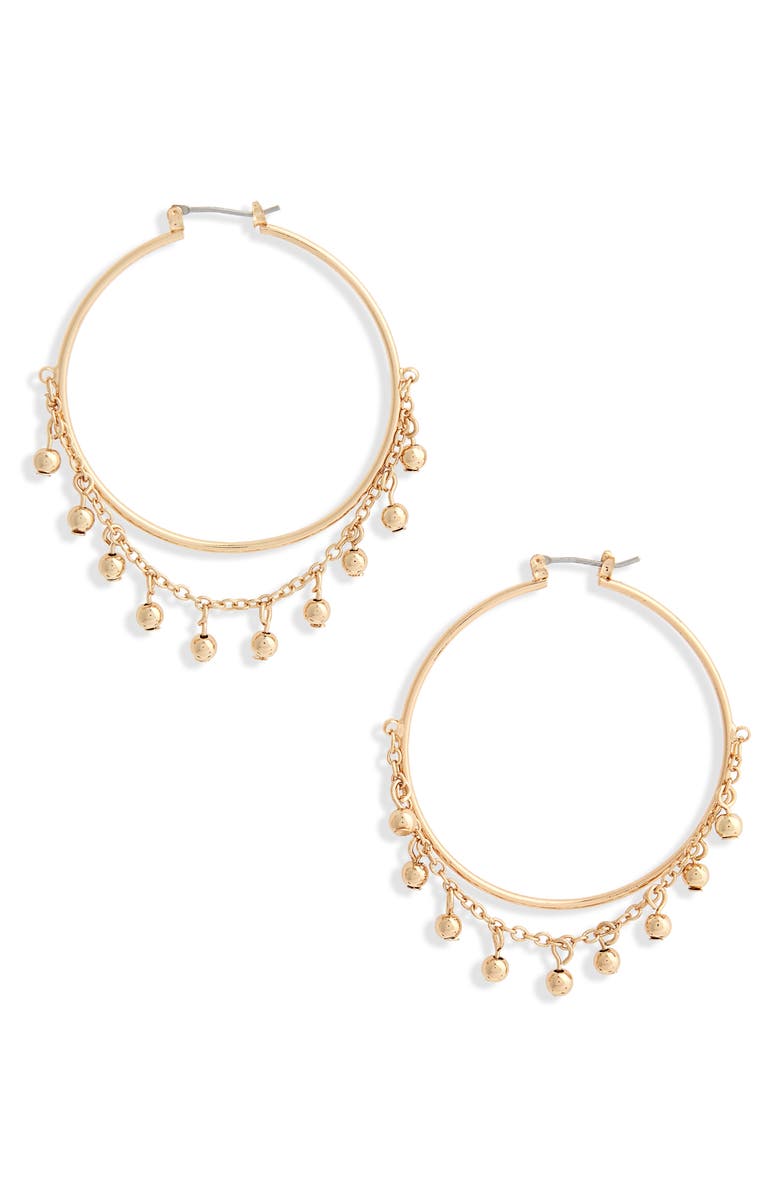 Topshop Ball Drape Hoop Earrings, Main, color, 