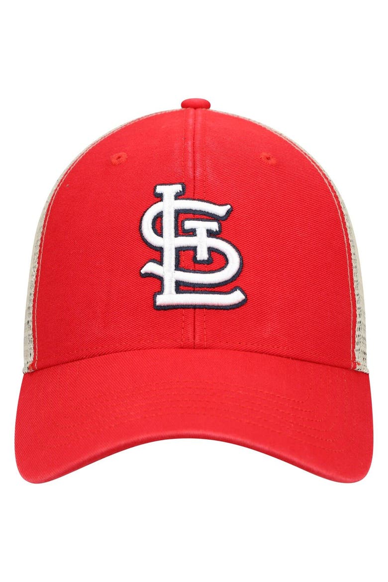 Men's '47 Red/Natural St. Louis Cardinals Flagship Washed MVP Trucker Snapback Hat, Alternate, color, Red