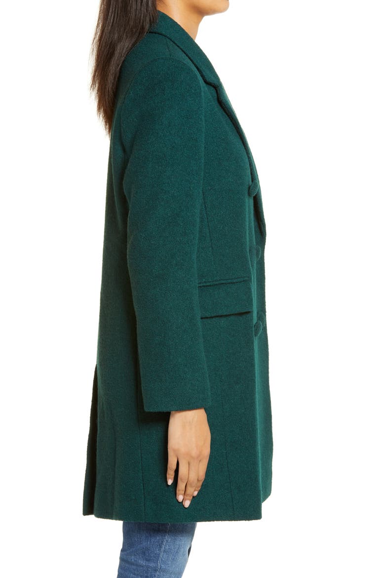 Double Breasted Bouclé Coat, Alternate, color, JADE/ GREEN