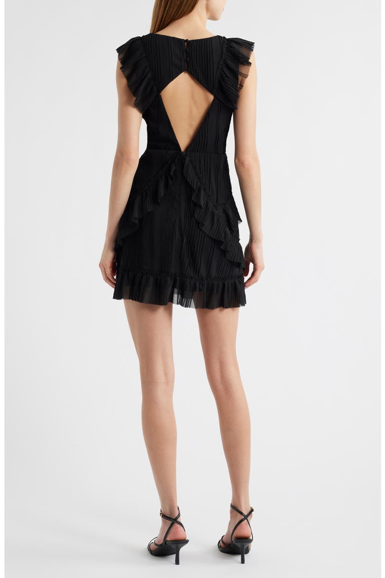Nova Pleated Tiered Minidress, Alternate, color, BLACK