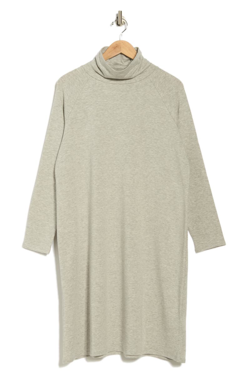 Eileen Fisher Drapey Turtleneck Long Sleeve Dress, Alternate, color, Dark Pearl