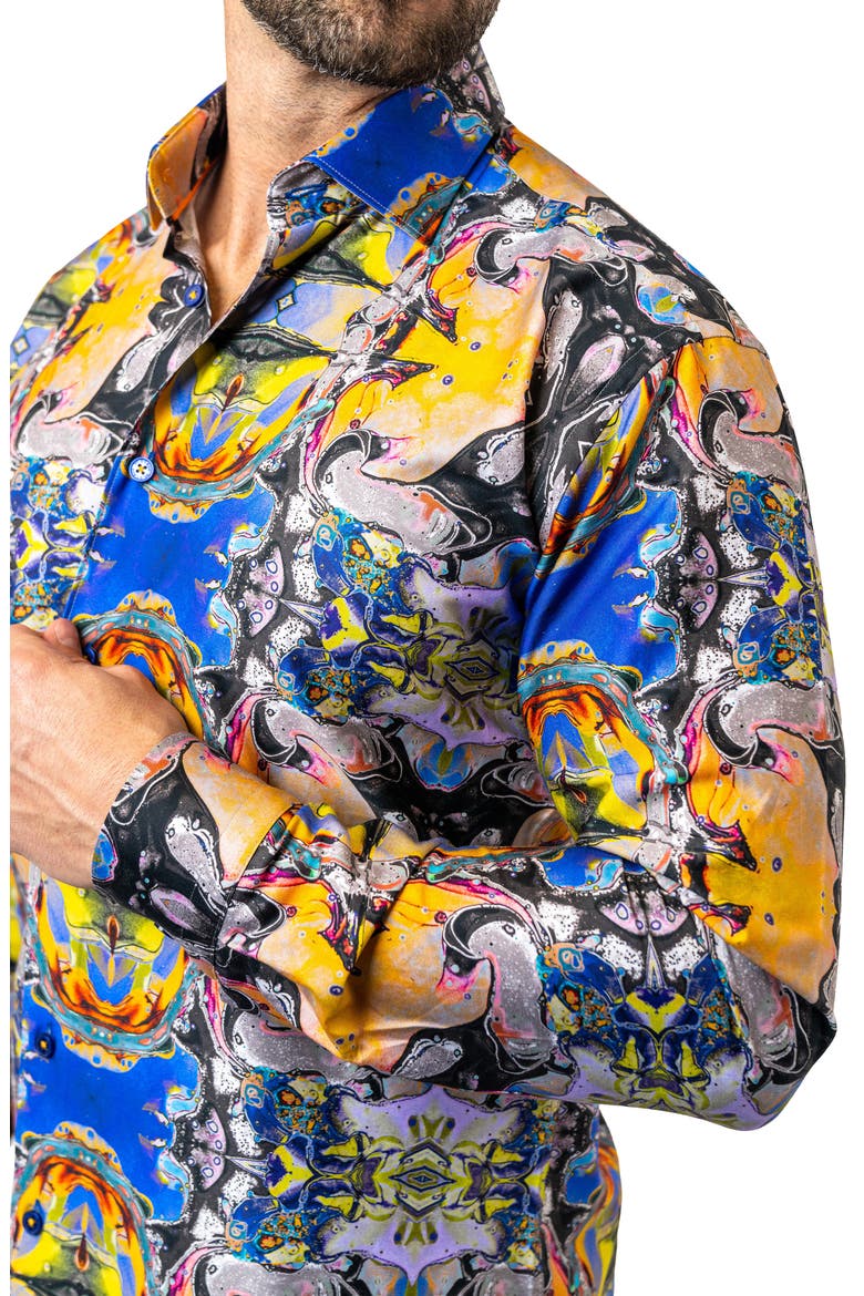 Fibonacci Acid Trip Contemporary Fit Button-Up Shirt, Alternate, color, BLUE