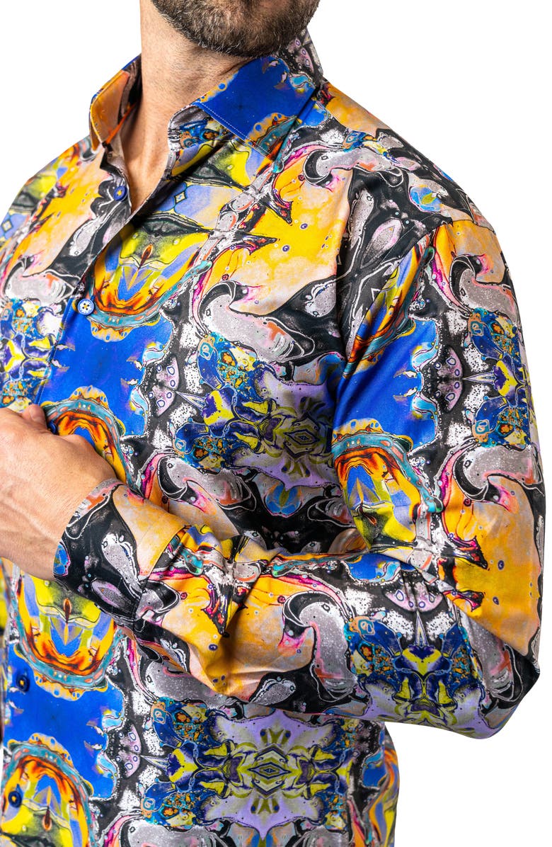 Maceoo Fibonacci Acid Trip Contemporary Fit Button-Up Shirt, Alternate, color, 