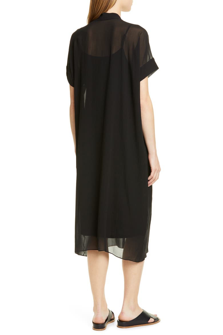 Sheer Overlay Silk Dress, Alternate, color, BLACK