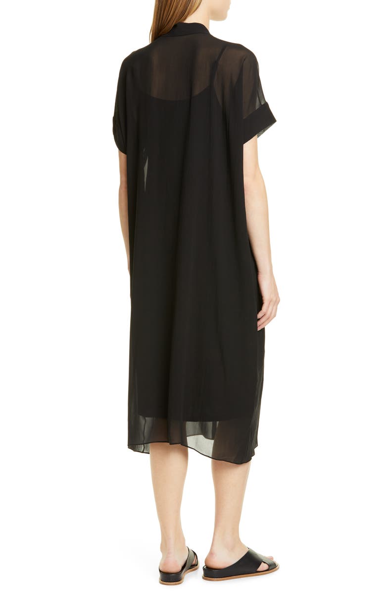 Eileen Fisher Sheer Overlay Silk Dress, Alternate, color, 
