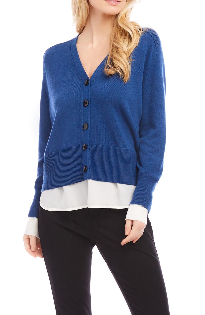 Karen Kane Mixed Media Layered Cardigan, Main, color, 