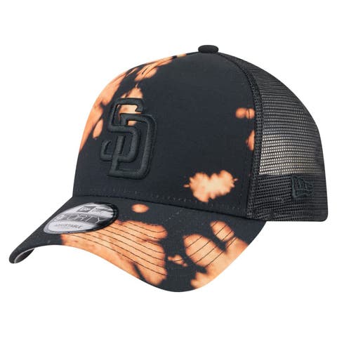 Men's New Era  Black San Diego Padres Bleached A-Frame 9FORTY Adjustable Hat