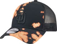 New Era Men's New Era  Black San Diego Padres Bleached A-Frame 9FORTY Adjustable Hat