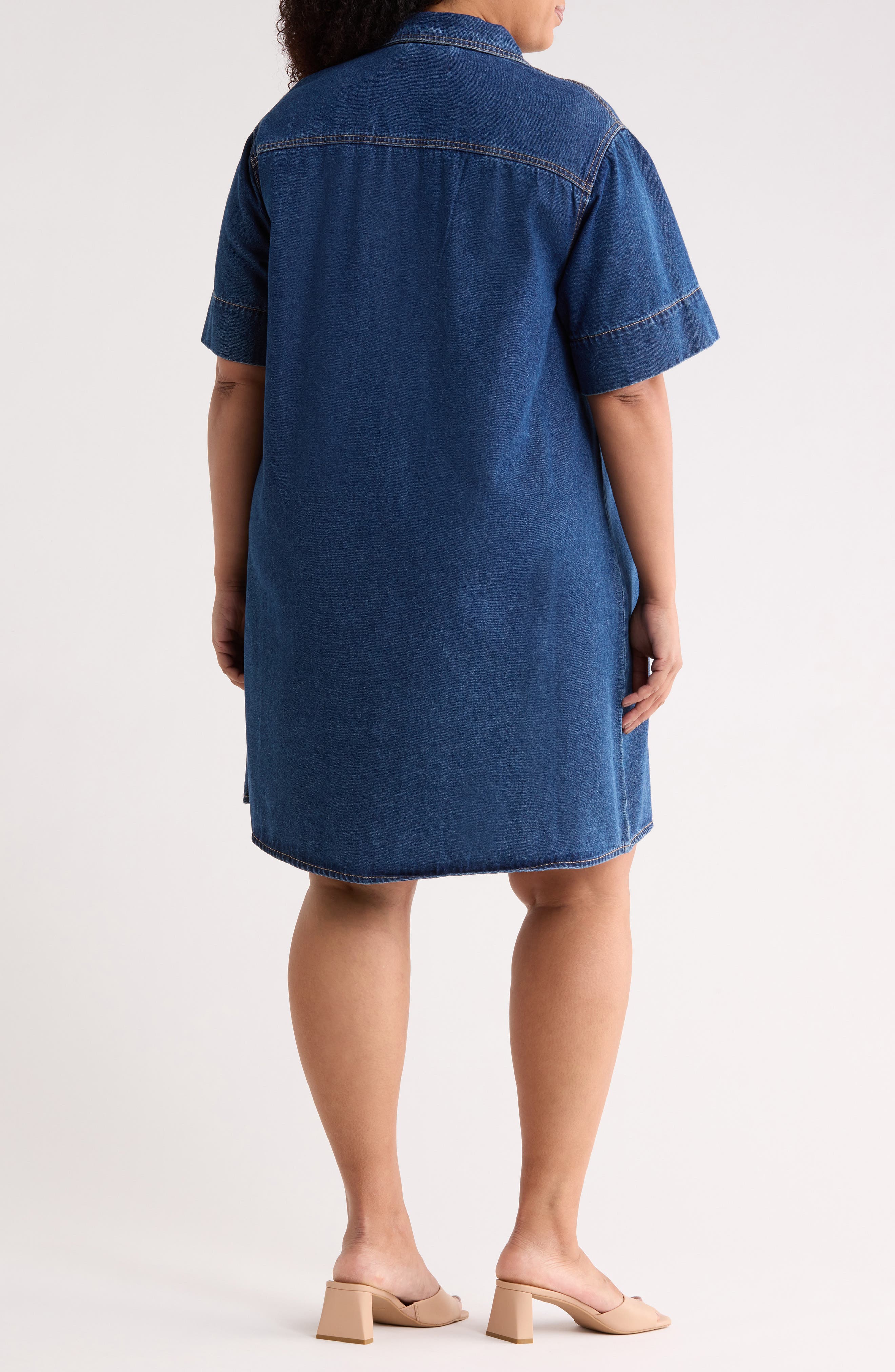Short Sleeve Denim Shirtdress - image 2
