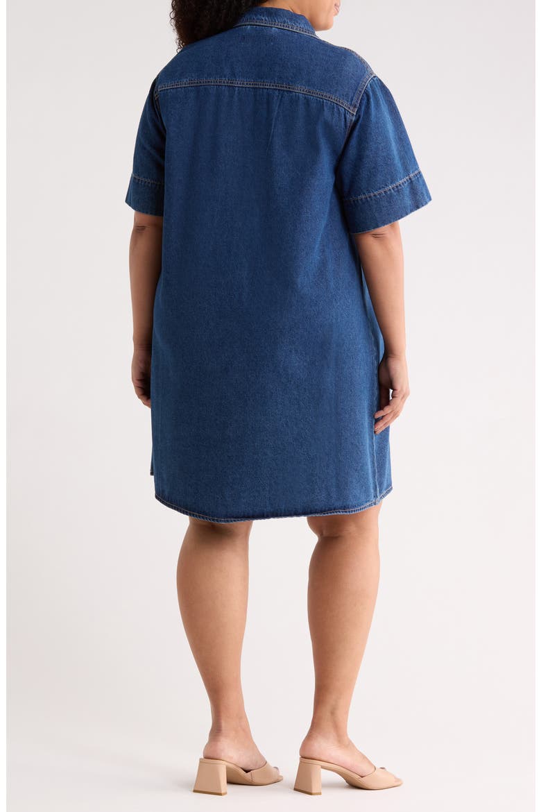 Short Sleeve Denim Shirtdress, Alternate, color, MEDIUM BLUE DENIM