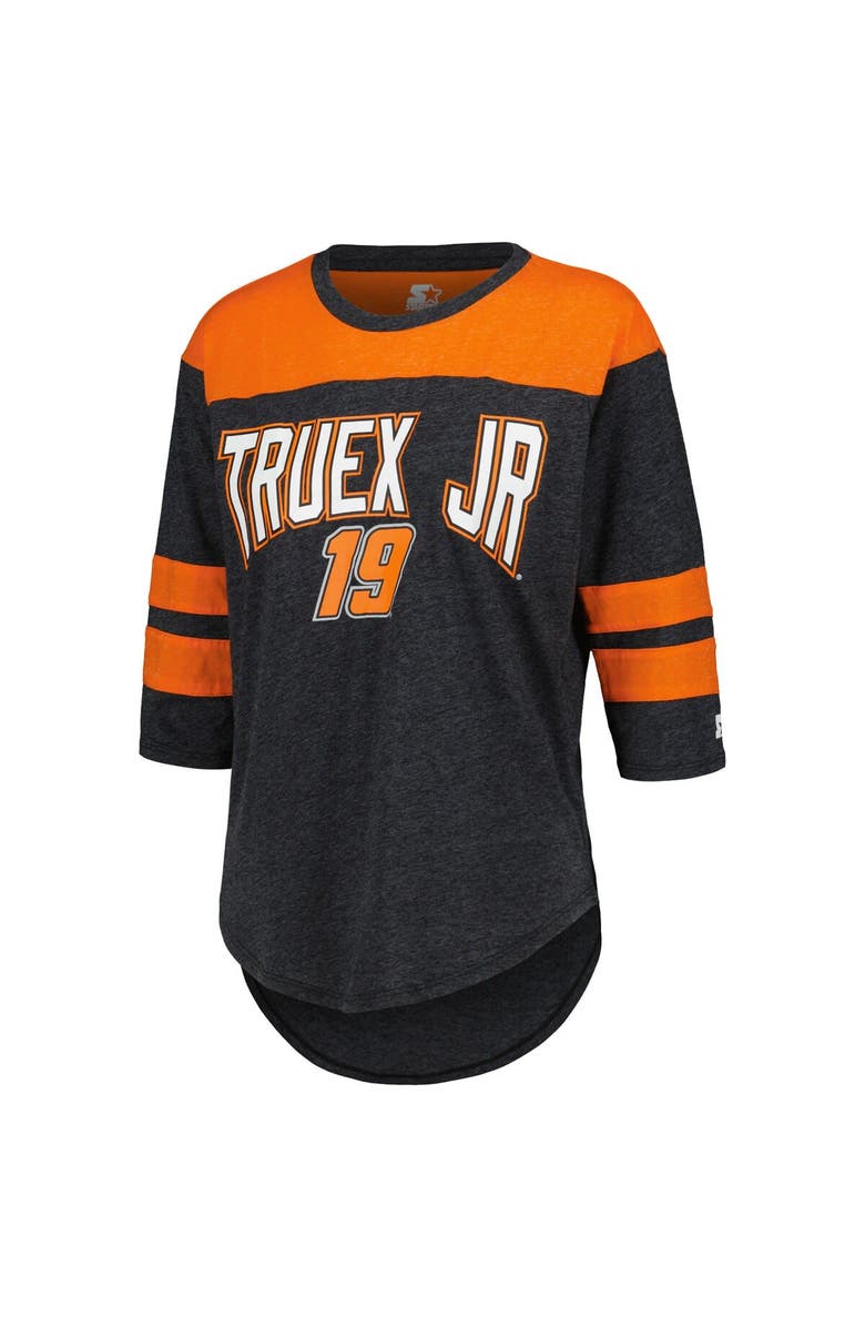 STARTER Women's Starter Black Martin Truex Jr Full Back Block 3/4-Sleeve Tri-Blend Top, Alternate, color, Black