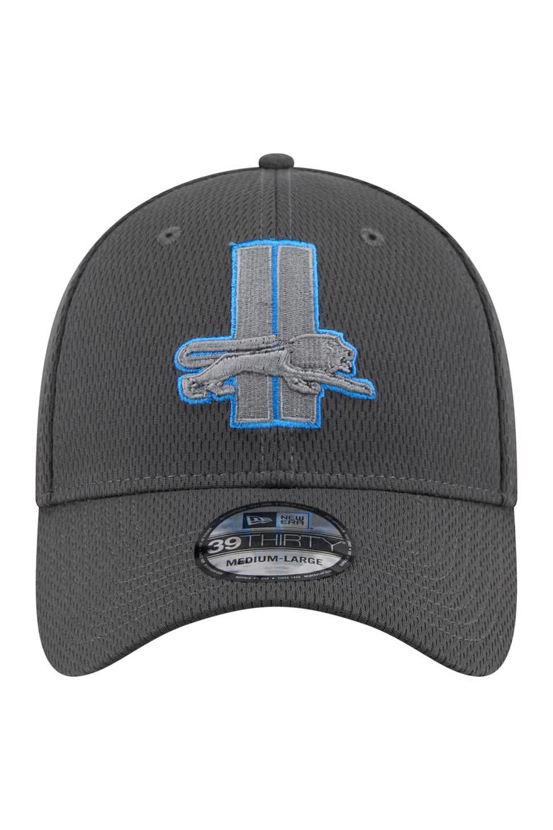 Men's New Era Graphite Detroit Lions Throwback Logo Main 39THIRTY Flex Hat, Alternate, color, Graphite