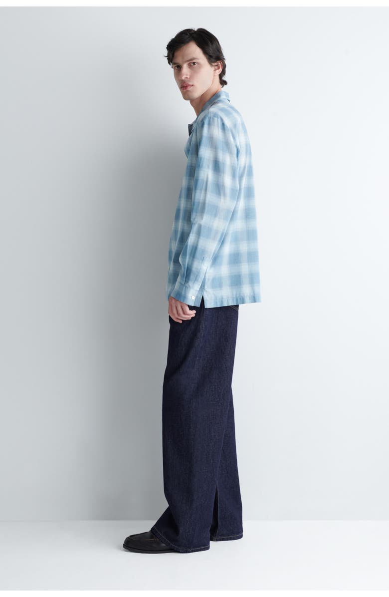 COS Checked Cotton Shirt, Alternate, color, Blue / Checked