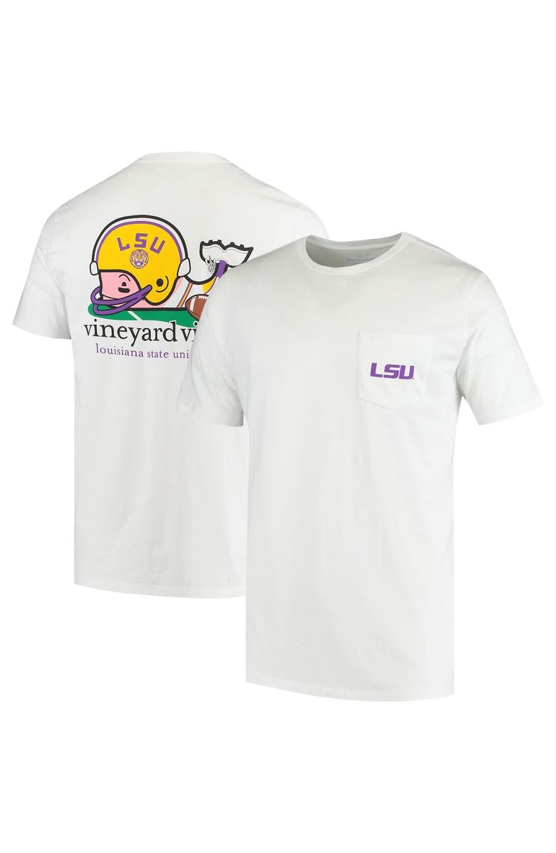vineyard vines Men's Vineyard Vines White LSU Tigers Football Whale T-Shirt, Main, color, 