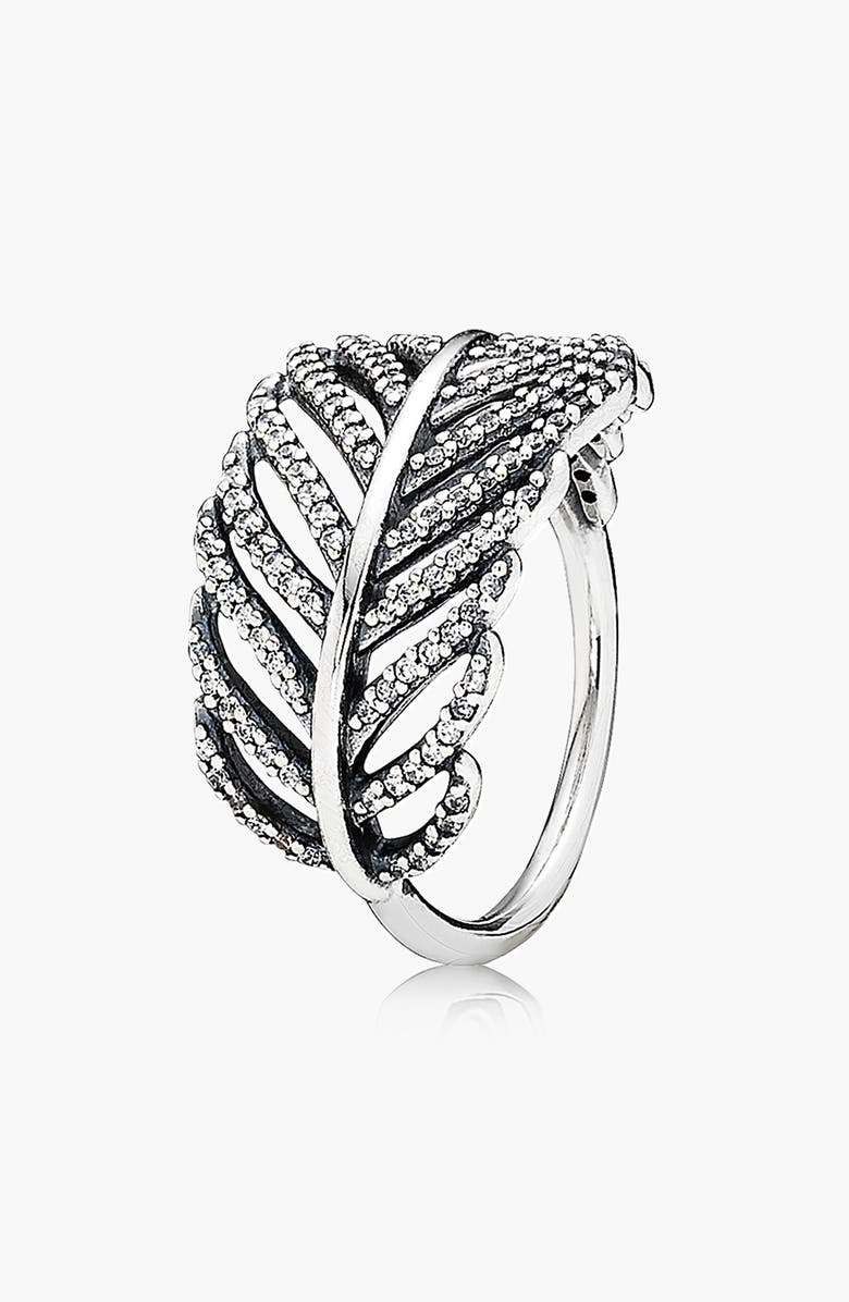 PANDORA 'Light as a Feather' Cocktail Ring, Main, color, 