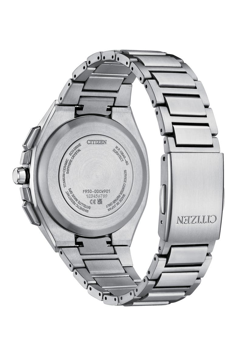 Attesa Satellite Wave GPS Eco-Drive Super Titanium™ Bracelet Watch, 43.2mm, Alternate, color, SILVER-TONE