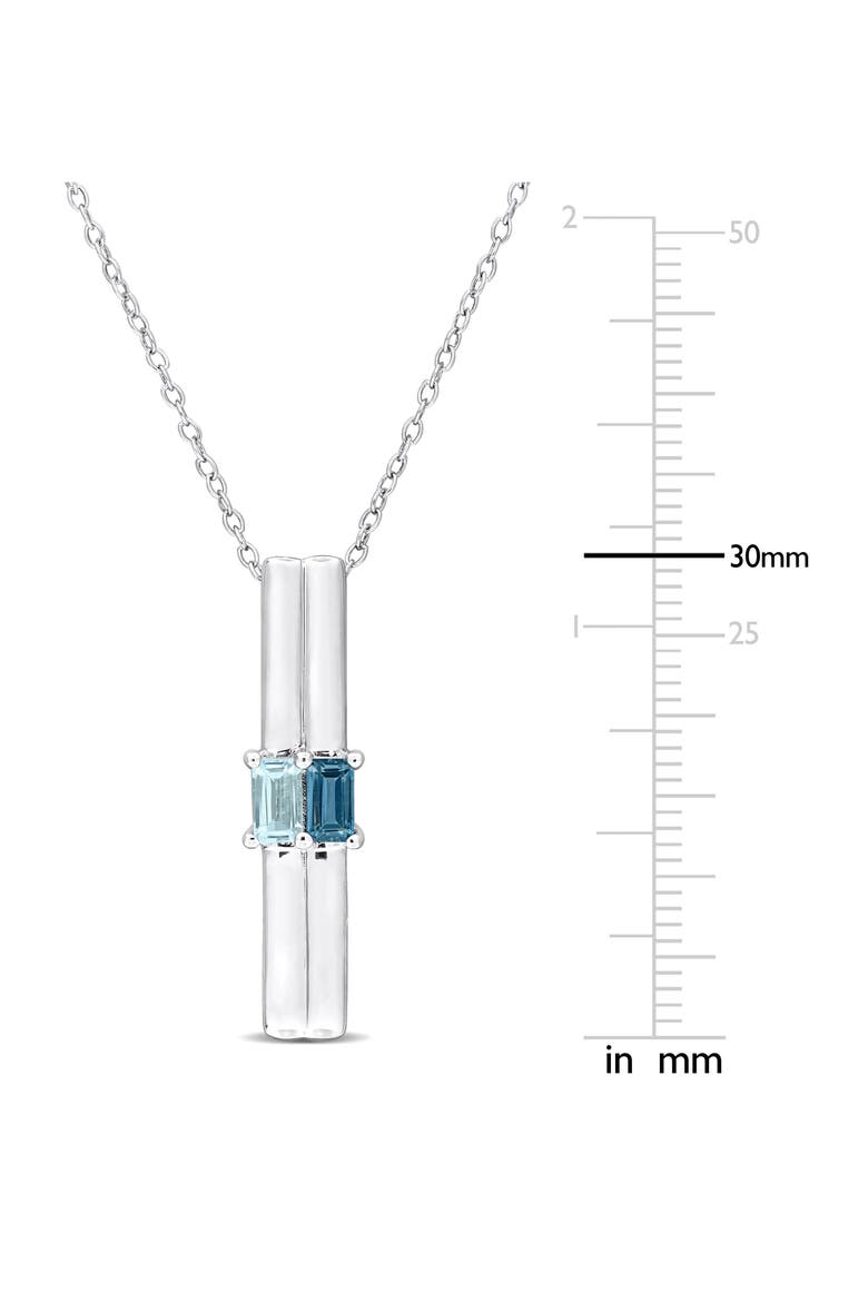 Sterling Silver Blue Topaz & Sky Blue Topaz Bar Pendant Necklace, Alternate, color, BLUE