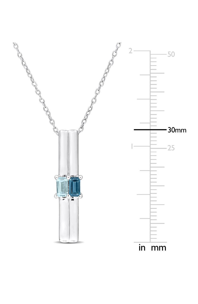 DELMAR Sterling Silver Blue Topaz & Sky Blue Topaz Bar Pendant Necklace, Alternate, color, Blue