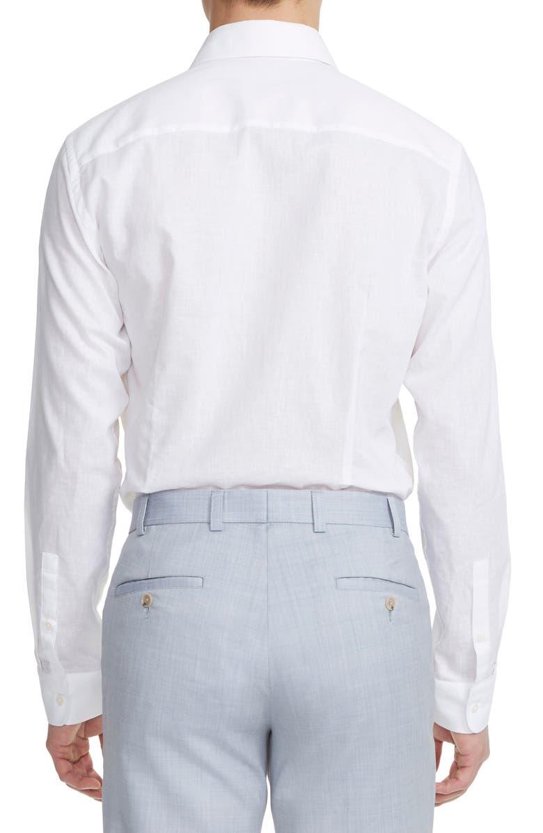 Jack Victor Abbott Contemporary Fit Linen & Cotton Button-Up Shirt, Alternate, color, Ecru