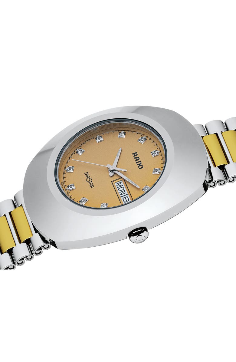 RADO The Original Two-Tone Bracelet Watch, 35.1mm, Alternate, color, Gold