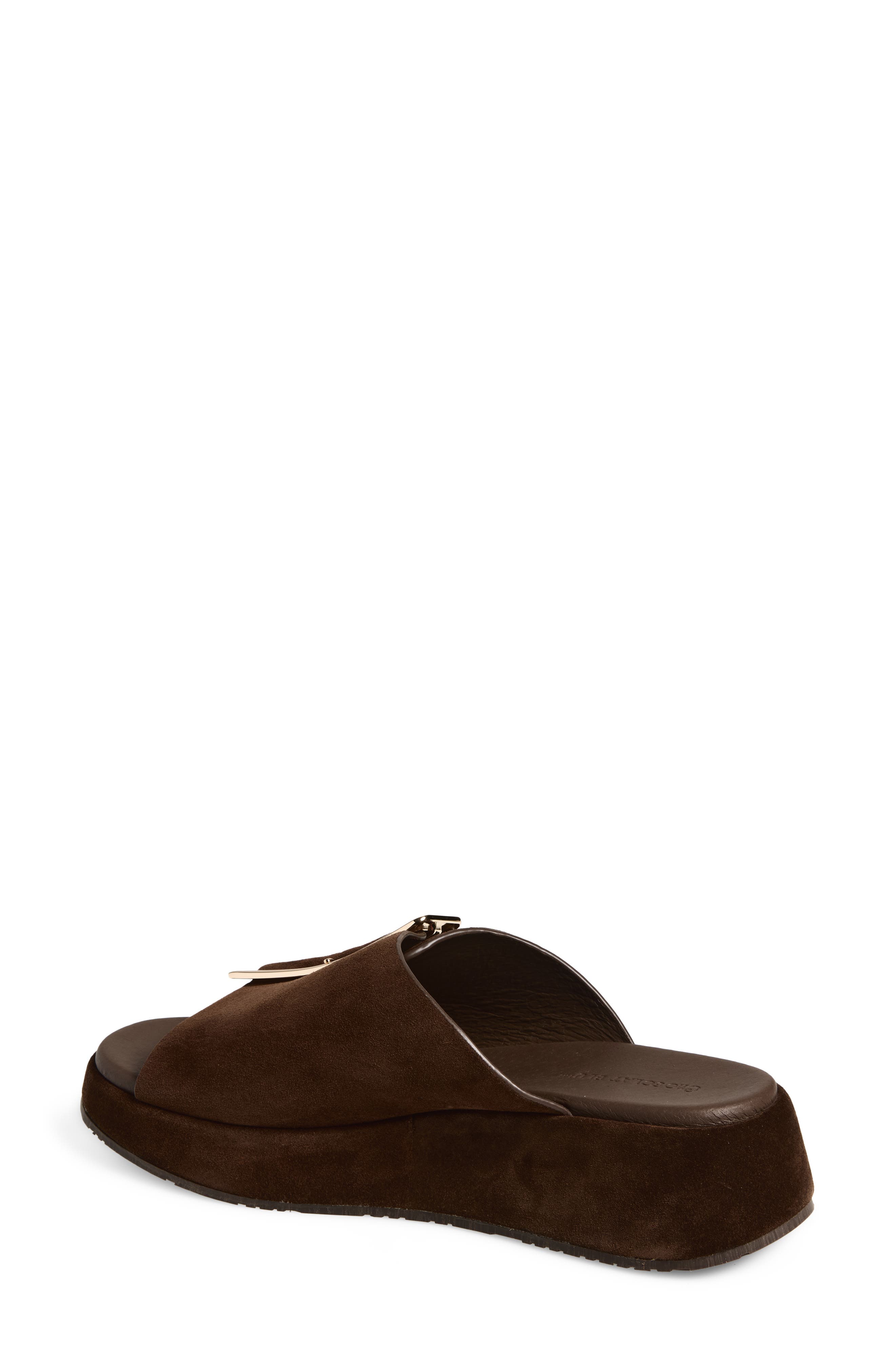 Elara Platform Slide Sandal, Alternate, color, CHOCOLATE SUEDE