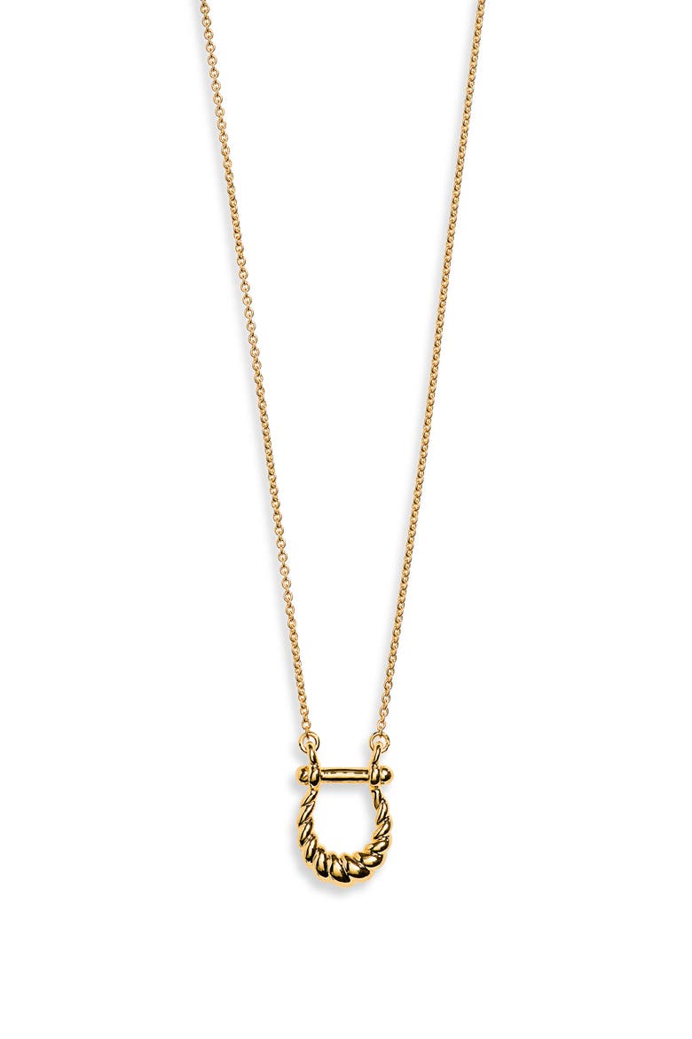Lunar New Year Horseshoe Pendant Necklace, Main, color, GOLD