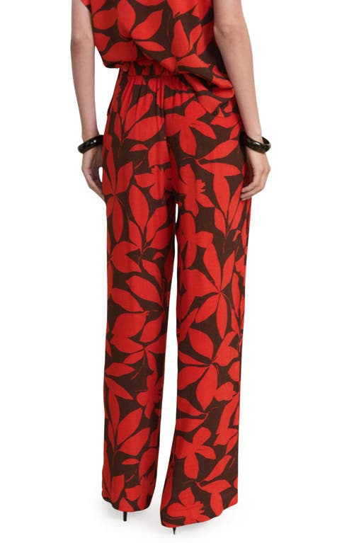 Mango Flowy Print Straight Leg Pants In Red